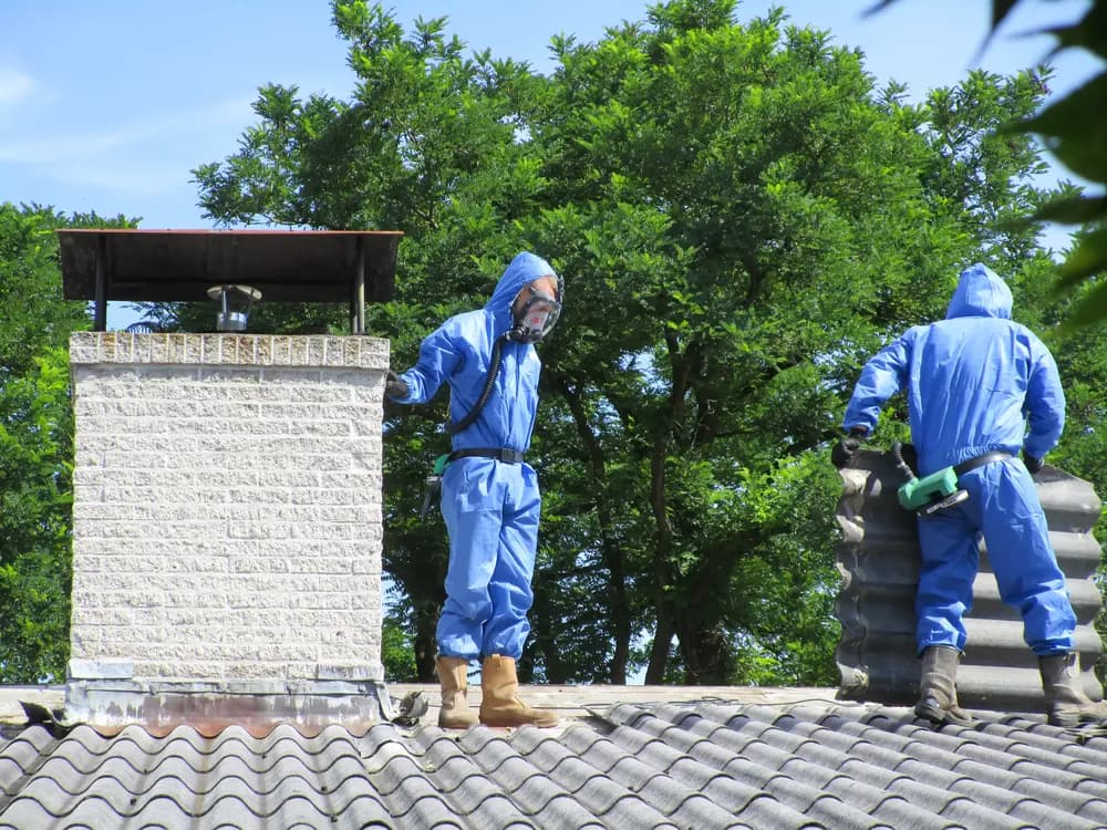2 mannen op een asbest dak
